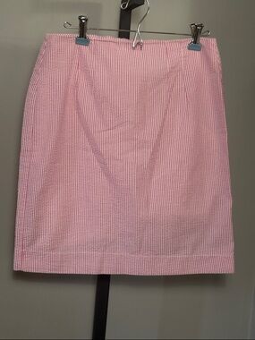 LAST CHANCE Just Madras Size 2 Classic Pink Seersucker Pencil Skirt